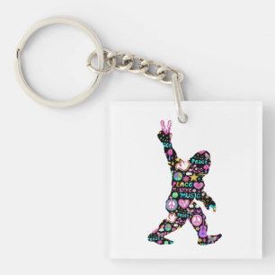 Porte-clés Peace Love Bigfoot Hippie Funny Bigfoot Lover