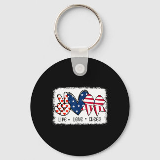 Porte-clés Peace Love Cheer Usa Drapeau 4 juillet Cheerled