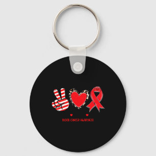 Porte-clés Peace Love Cure Blood Cancer Sensibilisation T-S