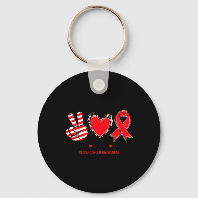 Porte-clés Peace Love Cure Blood Cancer Sensibilisation T-S (Recto)