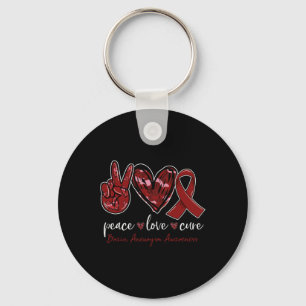 Porte-clés Peace love cure Cerveau Aneurysme mois de sensibil