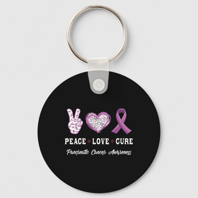 Porte-clés Peace Love cure Pancreatic cancer aware (Recto)