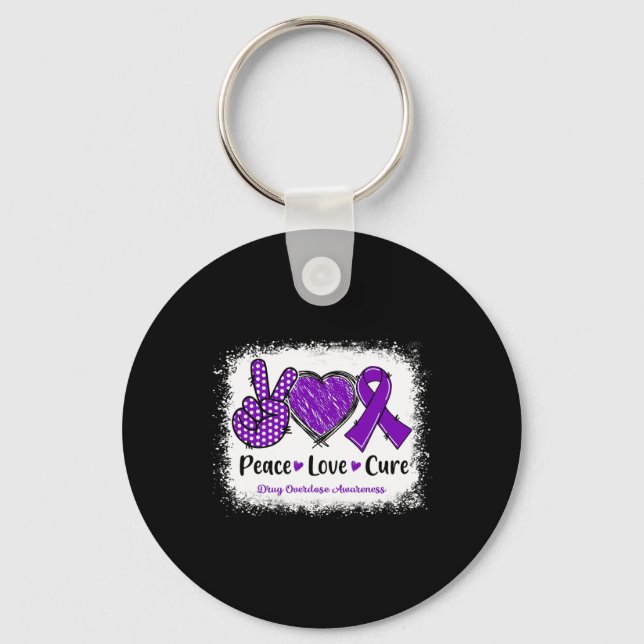 Porte-clés Peace Love Cure Toxicomanie Sensibilisation Rib po (Recto)