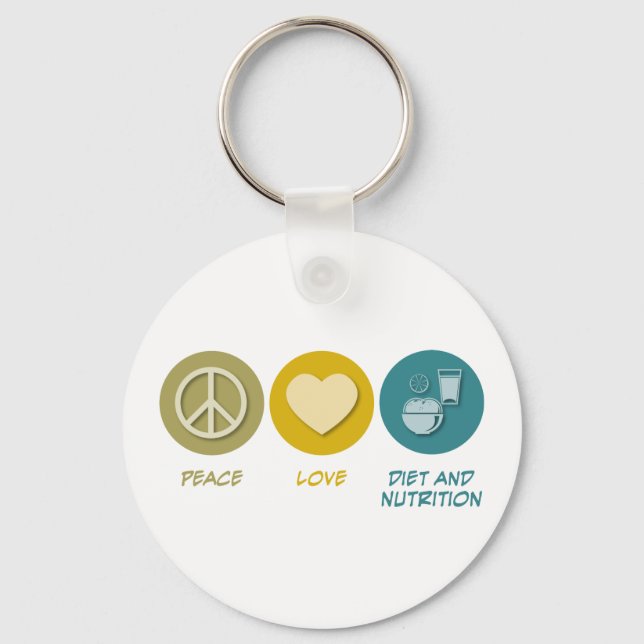 Porte-clés Peace Love Diet and Nutrition (Recto)