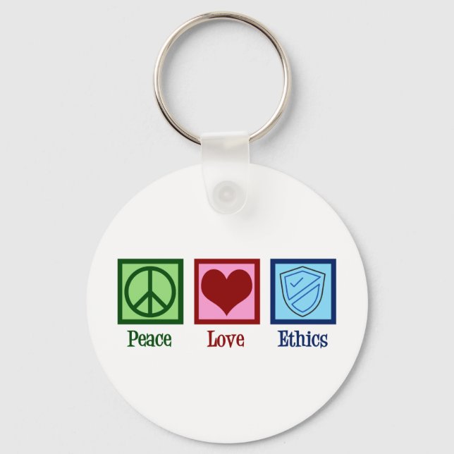 Porte-clés Peace Love Ethics Professeur de philosophie morale (Recto)