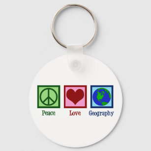 Porte-clés Peace Love Géographie Professeur Carte du monde