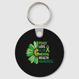 Porte-clés Peace Love Hope Mental Health Awareness Green Ribb