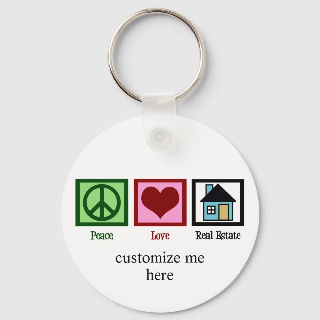 Porte-clés Peace Love Immobilier (Recto)