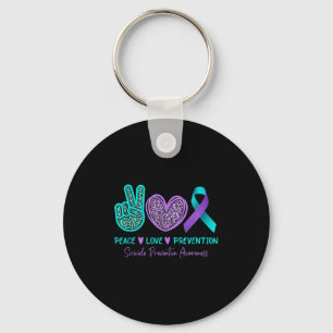 Porte-clés Peace Love Prévention Suicide Sensibilisation Turq
