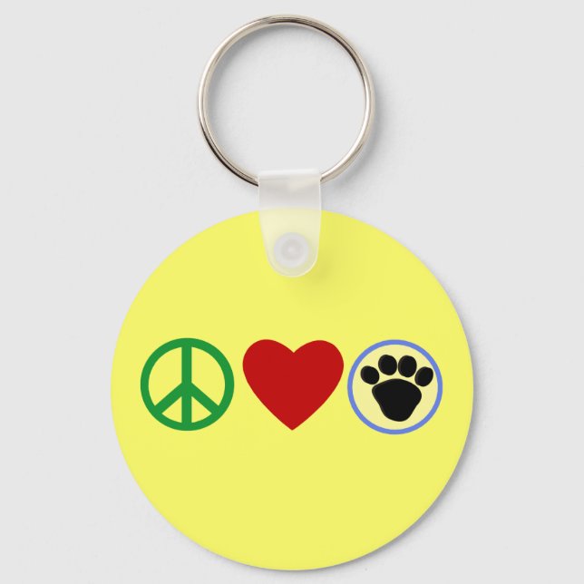 Porte-clés Peace Love Puppy Paws T-shirts, Cadeaux (Recto)