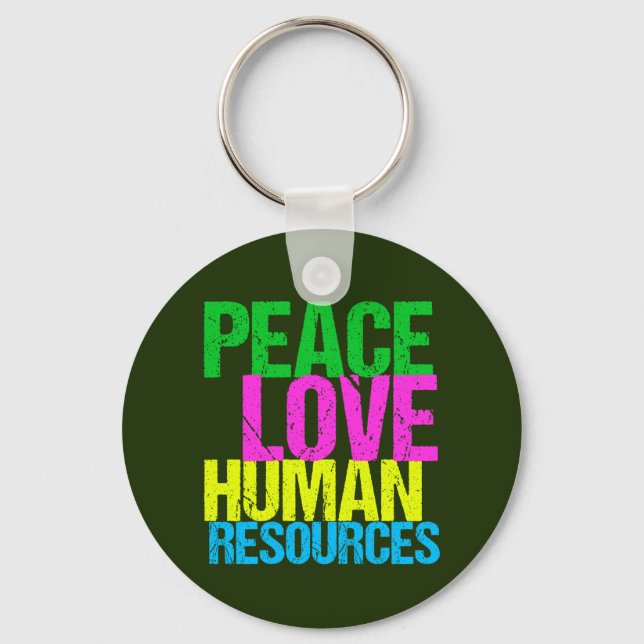 Porte-clés Peace Love Ressources humaines (Recto)
