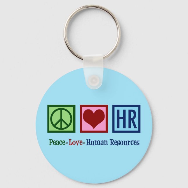 Porte-clés Peace Love Ressources humaines RH (Recto)