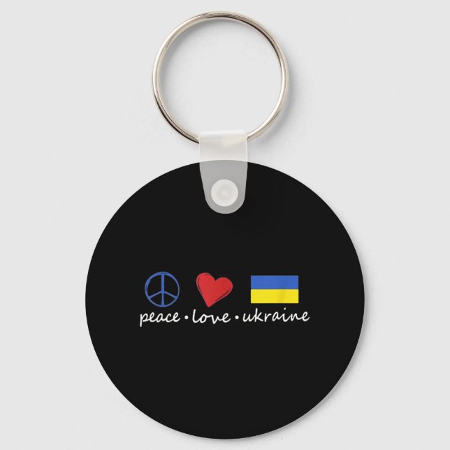 Porte-clés Peace Love Stand With Ukraine Support Stop War (Recto)