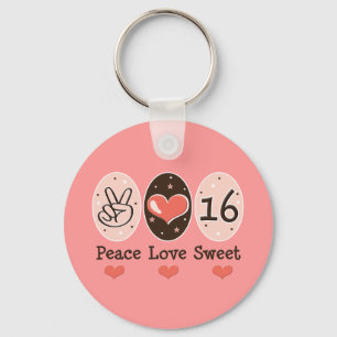 Porte-clés Peace Love Sweet sixteen Porte - clé