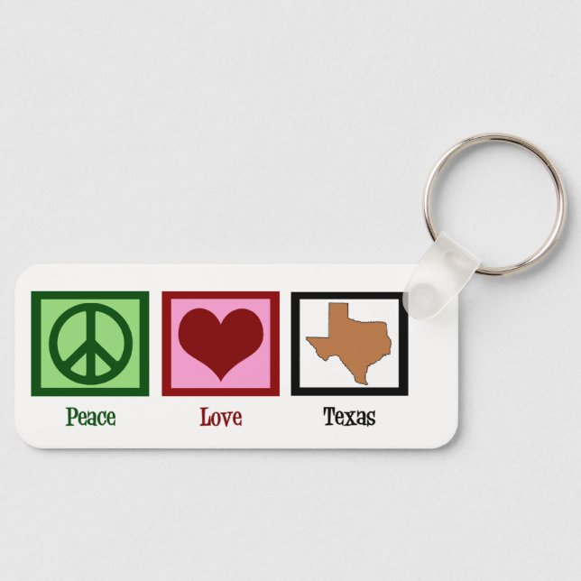 Porte-clés Peace Love Texas Cute Custom Texan (Recto)
