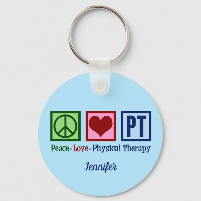 Porte-clés Peace Love Thérapie physique (Recto)