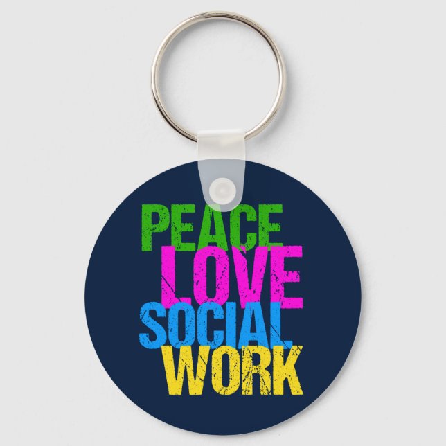 Porte-clés Peace Love Travail social (Recto)