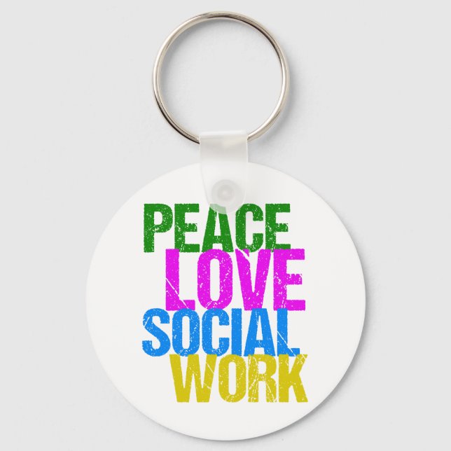 Porte-clés Peace Love Travail social (Recto)