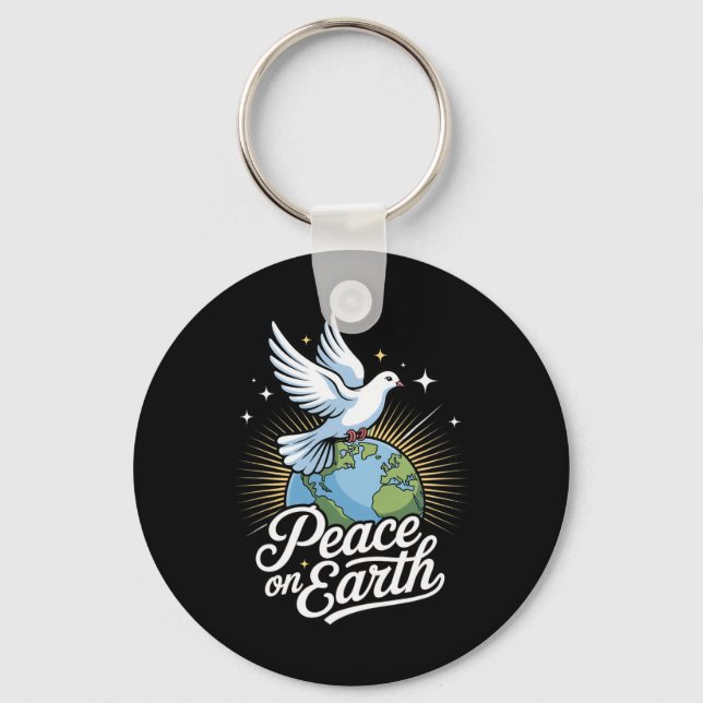 Porte-clés Peace On Earth Dove And Globe Faith Christmas  (Recto)