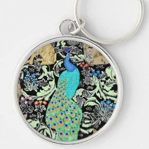 Porte-clés Peacock Art Nouveau Impression, Turquoise & Neutra