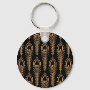 Porte-clés Peacock Feathers, Luxury Oriental Motif.