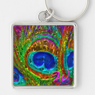 Porte-clés Peacock Plumes Verre Art 1 Porte - clé