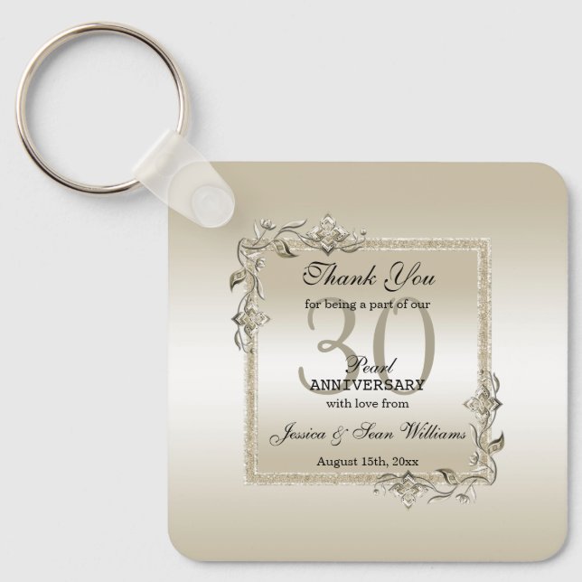 Porte-clés Pearl Gem & Parties scintillant 30e anniversaire d (Recto)