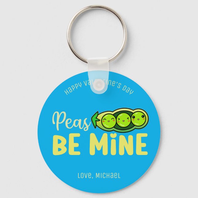 Porte-clés Peas Be Mine Funny Pun mignon Saint Valentin (Recto)