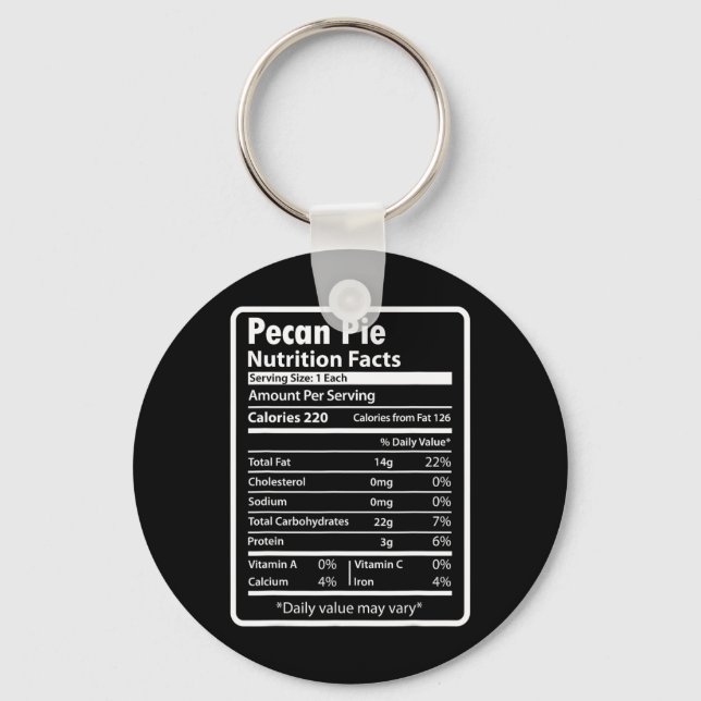 Porte-clés Pecan Pie Funny Nutrition Facts For Thanksgiving C (Recto)
