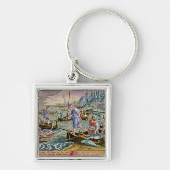 Porte-clés Pêche avec des filets et des tridents dans la baie (Devant)