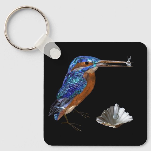 Porte-clés PÊCHE, Bleu électrique, Noir (Recto)