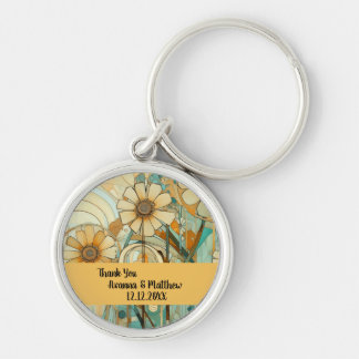 Porte-clés Pêche et beige Floral Abstrait