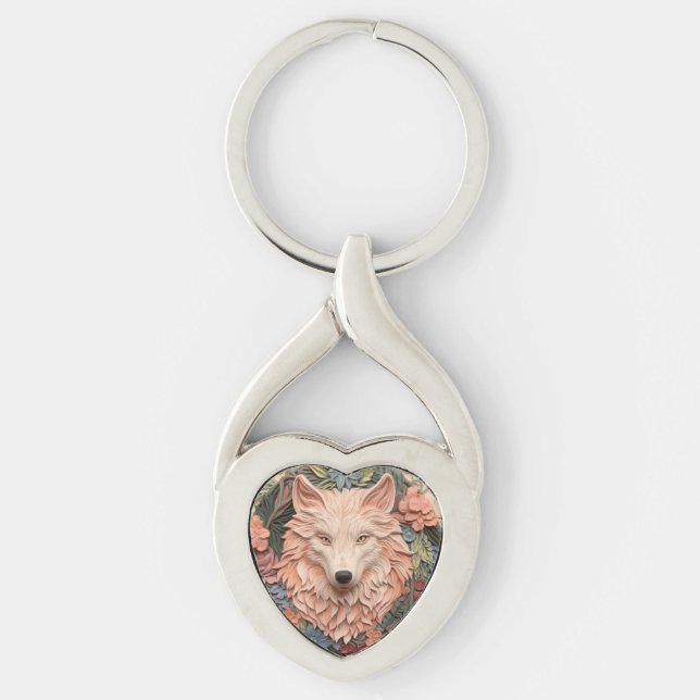 Porte-clés Pêche florale 3d moderne au loup (Devant)