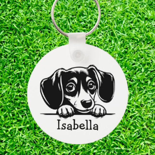 Porte-clés Peeking Dachshund Chiot Personnalisé (Thoughtful Gifts for  Dachshund Puppy lover)