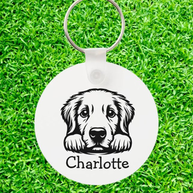 Porte-clés Peeking Labrador Puppy Personnalisé (Carry your love for Labradors everywhere with a Peeking Labrador Puppy Personalized Keychain.)
