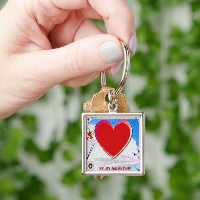 Porte-clés Peint Valentine Heart Ajouter Votre Photo (main)