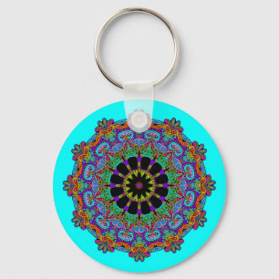 Porte-clés Peinture à la main Mandala Horloge Face 24