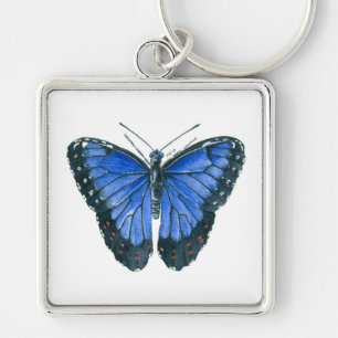 Porte-clés Peinture à l'aquarelle du papillon Blue Morpho