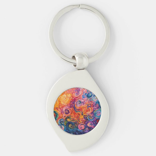 Porte-clés Peinture à l'huile de tourbillons psychédélique (Devant)
