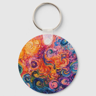 Porte-clés Peinture à l'huile de tourbillons psychédélique