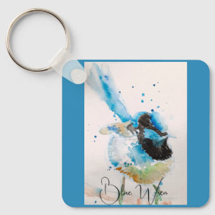 Porte-clés Peinture aquarelle Troglodyte bleu Oiseaux austral