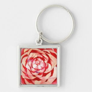 Porte-clés Peinture artistique originale Camélia rose abstrai