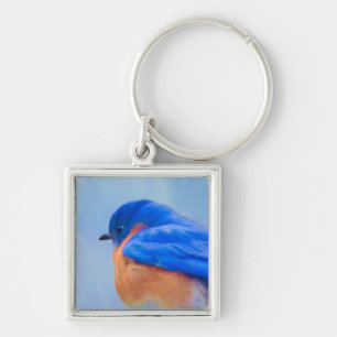 Porte-clés Peinture Bluebird - Art original pour oiseaux