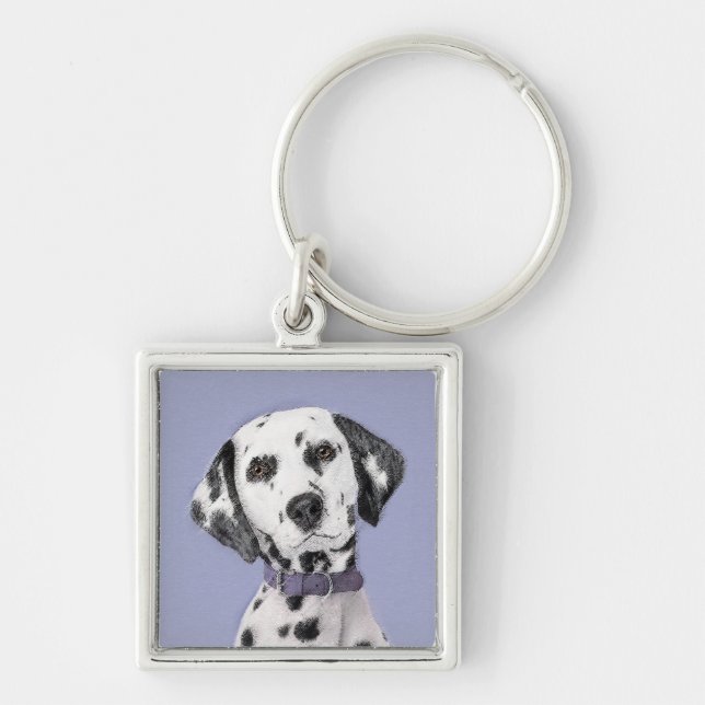 Porte-clés Peinture Dalmatienne - Cute Original Chien Art (Devant)