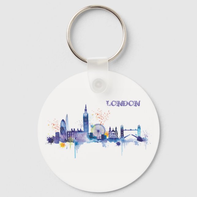 Porte-clés Peinture d'aquarelle d'art londonien (Recto)