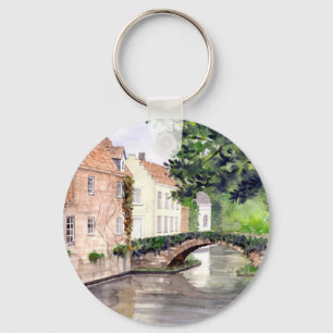 Porte-clés Peinture d'aquarelle de Bruges par Farida Greenfie