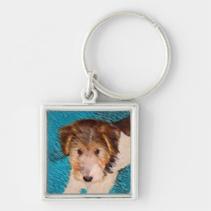Porte-clés Peinture de chiot Wire Fox Terrier - Art original 