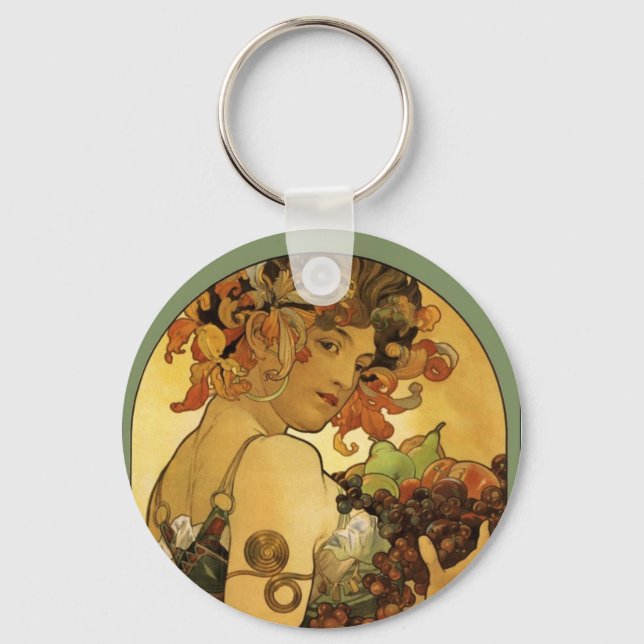 Porte-clés Peinture de fruits Alphonse Mucha (Recto)