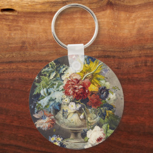 Porte-clés Peinture de jardin botanique floral élégant vintag
