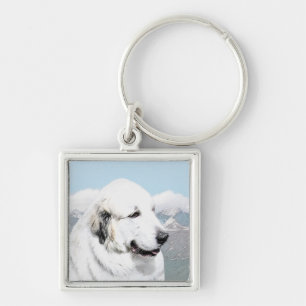 Porte-clés Peinture des Pyrénées - Art original du chien